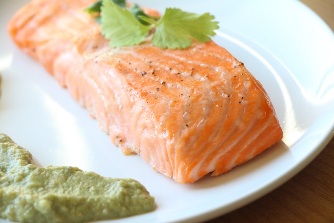 Quick 15 minute Broiled Salmon with Avocado Remoulade (Gluten Free, Paleo)