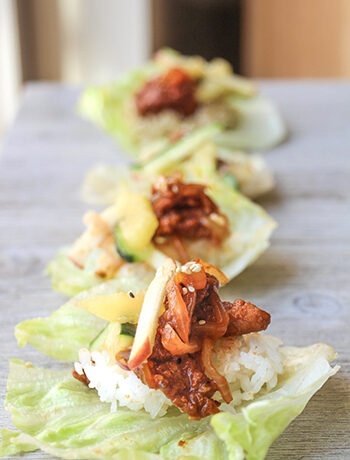 Spicy Pork Bulgogi with Kiwi-Apple Kimchi (GF, Oil-Free)