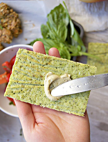 Grain Free Broccoli Flatbread with Hummus