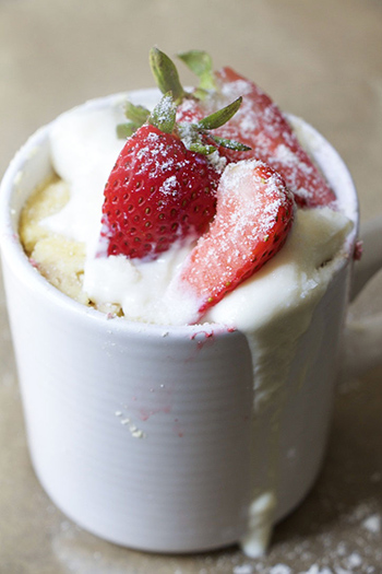 Microwave Strawberry Shortcake Mug Cake (Paleo, Oil-Free, GF, DF)
