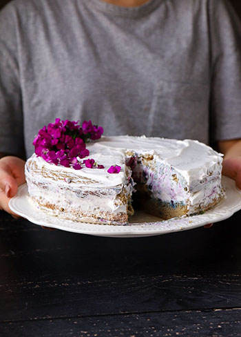 [White Bean] Blueberry Vanilla Cream Cake (Grain Free, Sugar Free)